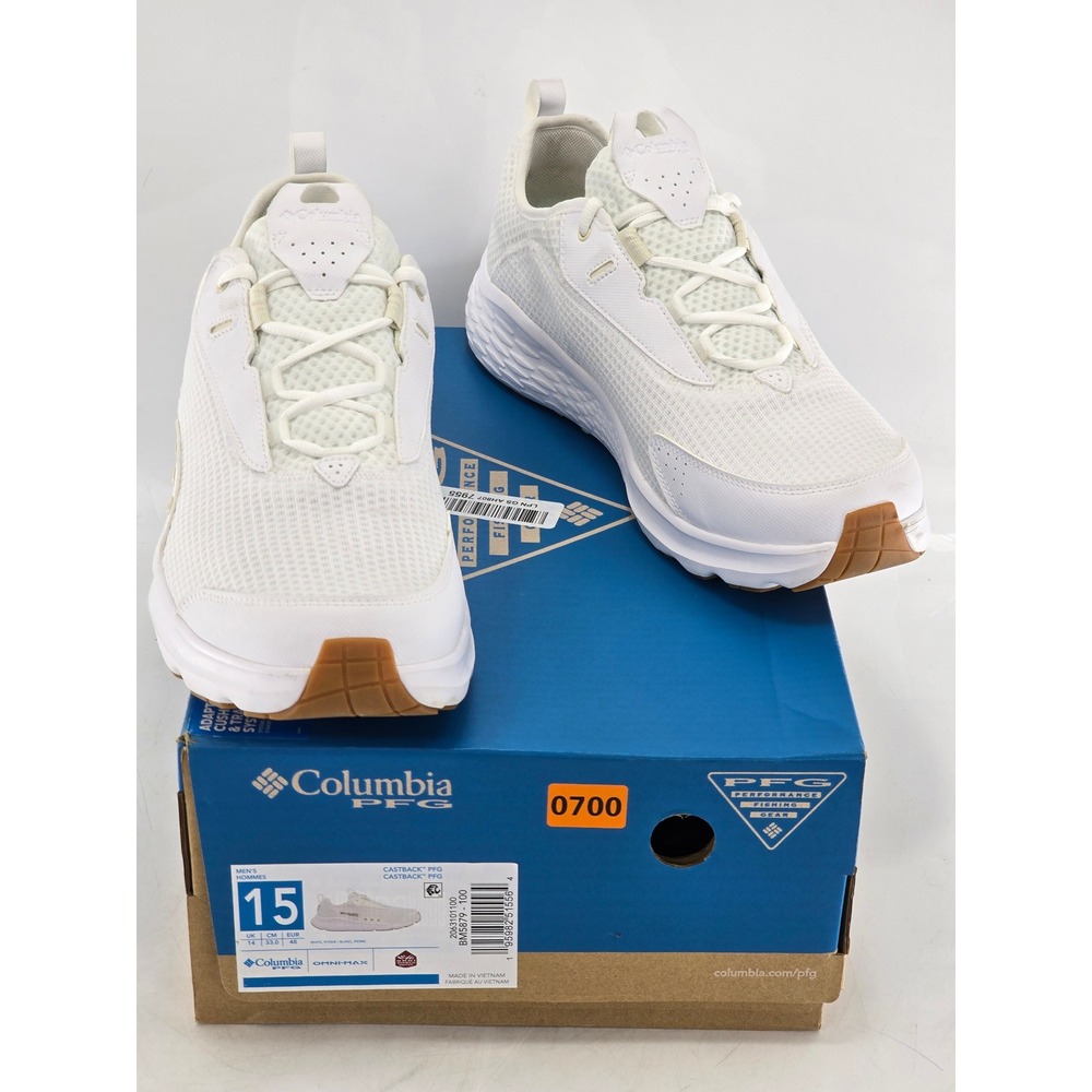 Columbia Castback PFG Mens 15 White Performance Fishing Shoes Omni-Max - VG